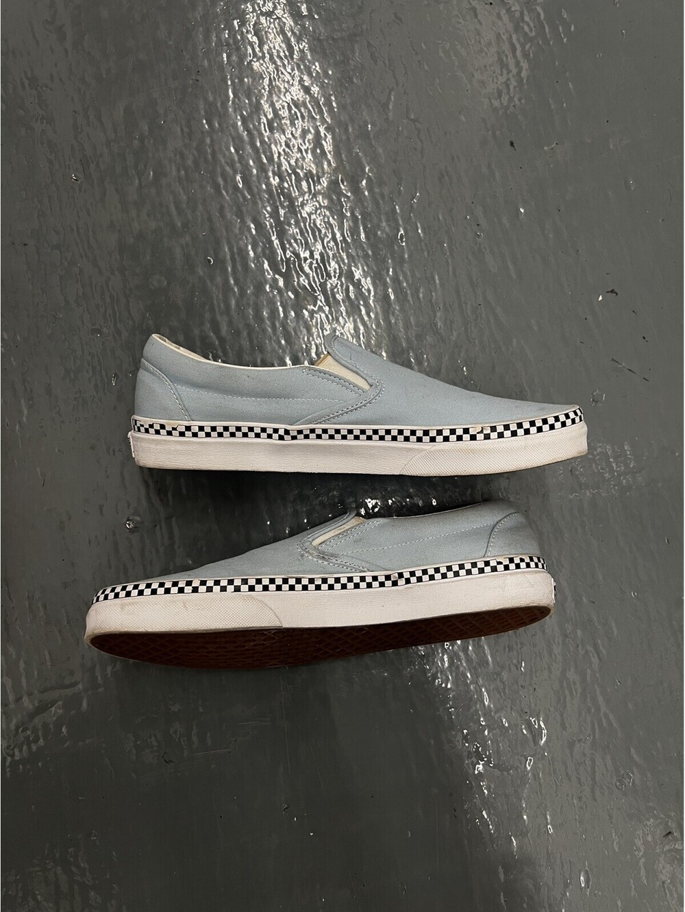 Vans Classic Slip-ON Check Foxing 9.5 Mens 11 women Cool Blue/White VN0A38F7VLS